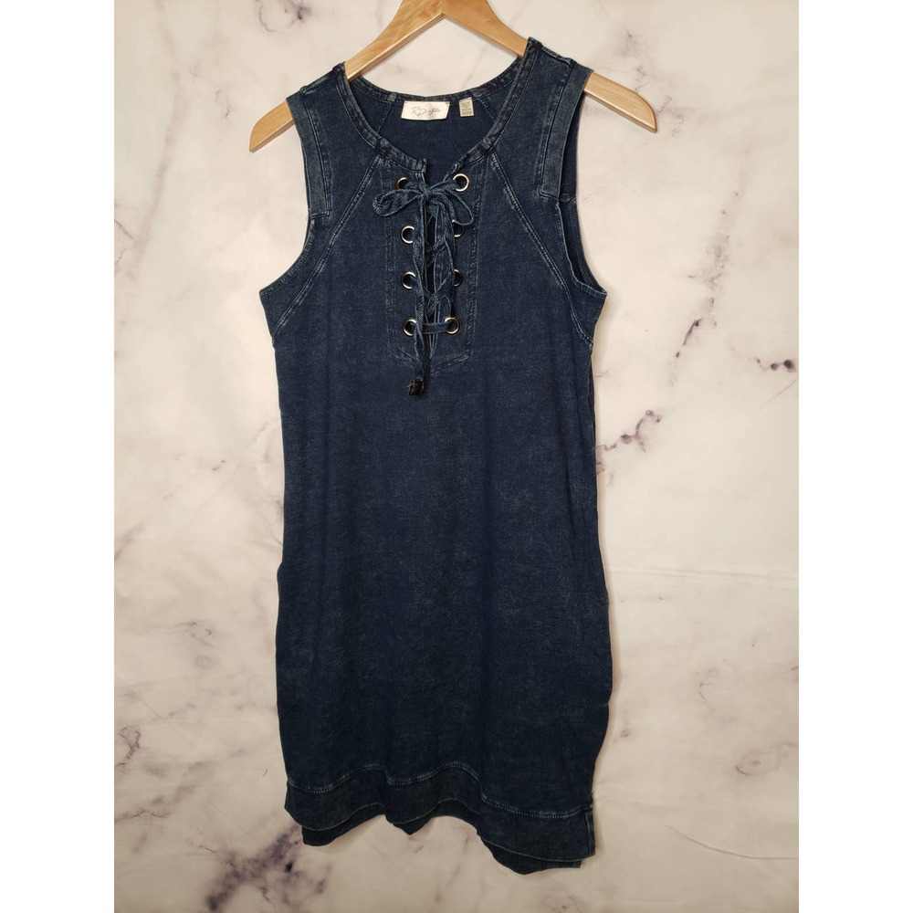 RD STYLE blue denim lace up sleeveless dress XS